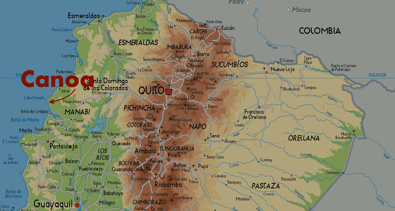 Map of Ecuador showing location of Canoa